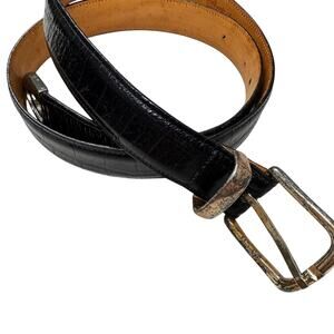 Martin Dingman Black Calfskin Leather Silver Hardware Mens Belt 36 Classic Worn